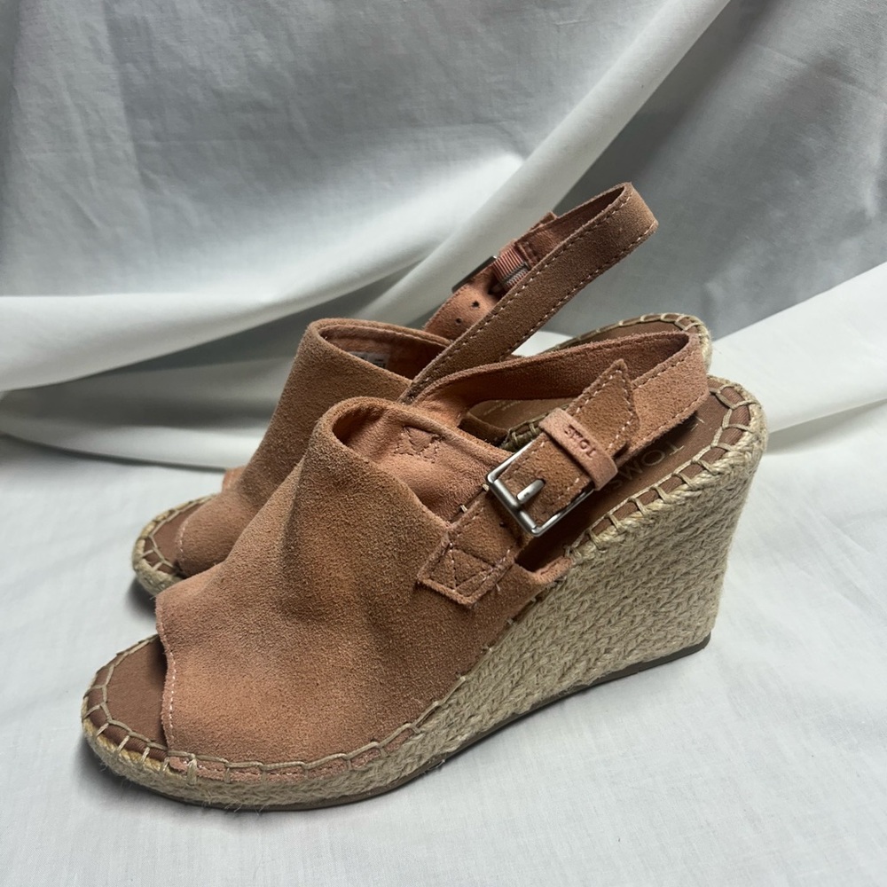 Toms Women’s Monica Sling Back Wedge Heel 6.5 Blush Pink Summer - Picture 2 of 9
